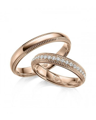 Originales anillos de boda de oro rosa con media corona de diamantes - Alianzas de boda - 


