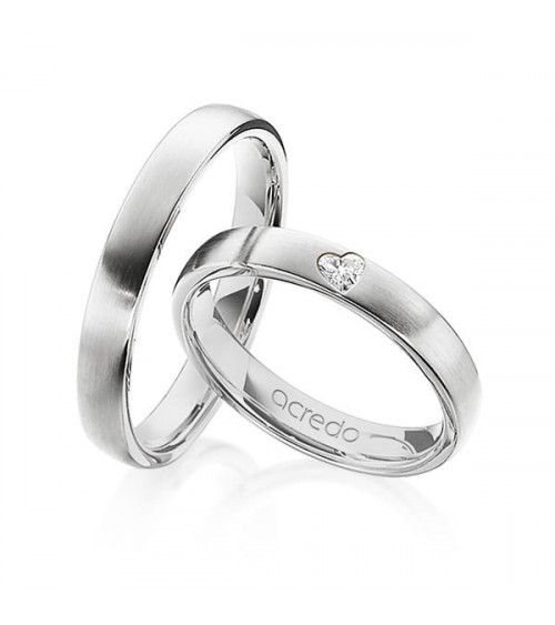 Originales anillos de boda en Platino con diamante talla corazón - Alianzas de boda - 

