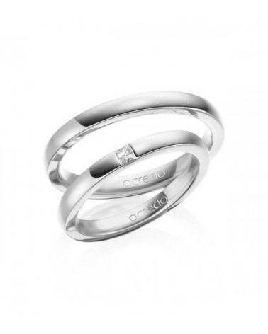 Anillos de Platino 600 o Platino 950 con diamante talla princesa - Alianzas de boda - 

