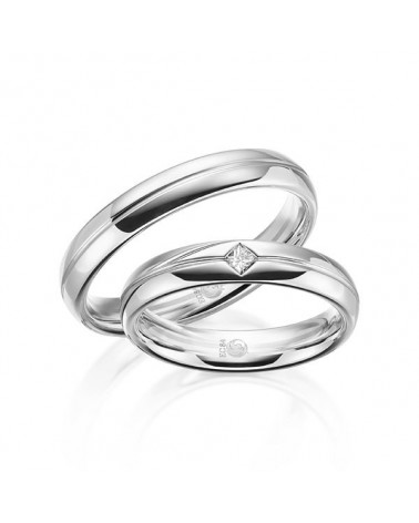 Anillos de boda de Platino con diamante en forma de rombo - Alianzas de boda - 