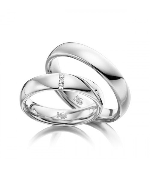 Preciosos anillos de matrimonio de Platino con 3 diamantes - Alianzas de boda - 

