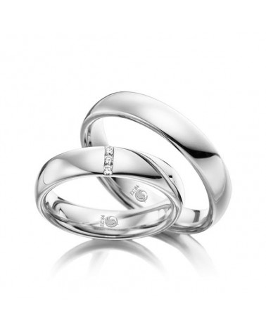 Preciosos anillos de matrimonio de Platino con 3 diamantes - Alianzas de boda - 

