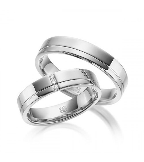 Anillos de boda de Platino Bilbao con 3 diamantes - Alianzas de boda - 

