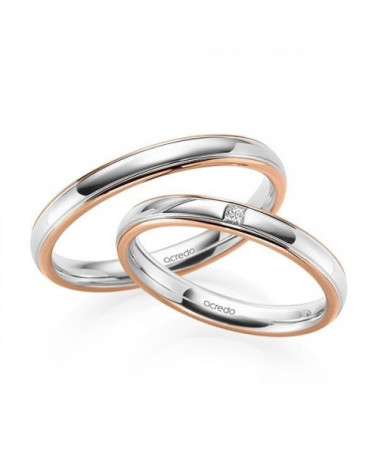 Anillos de boda bicolor de oro blanco y oro rosa con un diamante - Alianzas de boda - 


