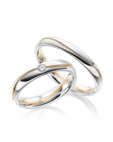 Anillos de boda totalmente personalizables en oro blanco y rosa de 14 o 18 quilates con un diamante - Alianzas de boda - 


