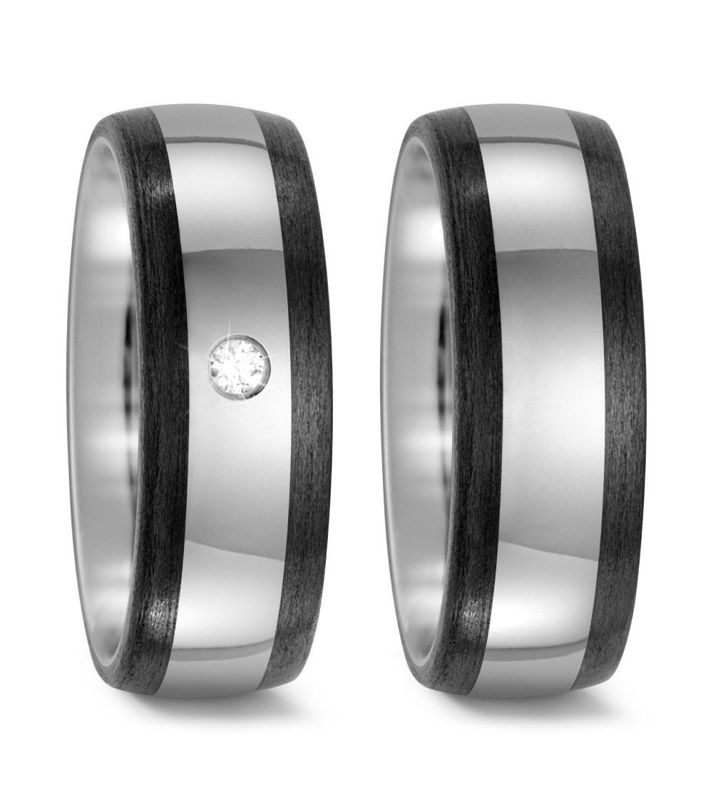 Anillos de boda diferentes de Carbono y Titanio con un diamante G,vs - Alianzas de boda - 

