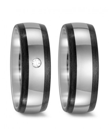 Anillos de boda diferentes de Carbono y Titanio con un diamante G,vs - Alianzas de boda - 

