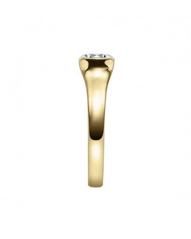 Gruis 0,10 | Oro amarillo - ANILLO DE COMPROMISO EN ORO - Anillo de pedida de oro amarillo con un diamante con perfil semi abier