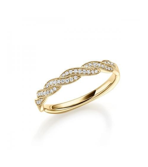 Lyrae 0,11 | Oro amarillo - ANILLO DE COMPROMISO EN ORO - Anillo tipo eternity de oro amarillo de 18K con media corona de diaman