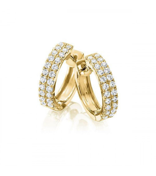 Aros de oro amarillo de 18 quilates con dos filas de diamantes - Joyeria - 