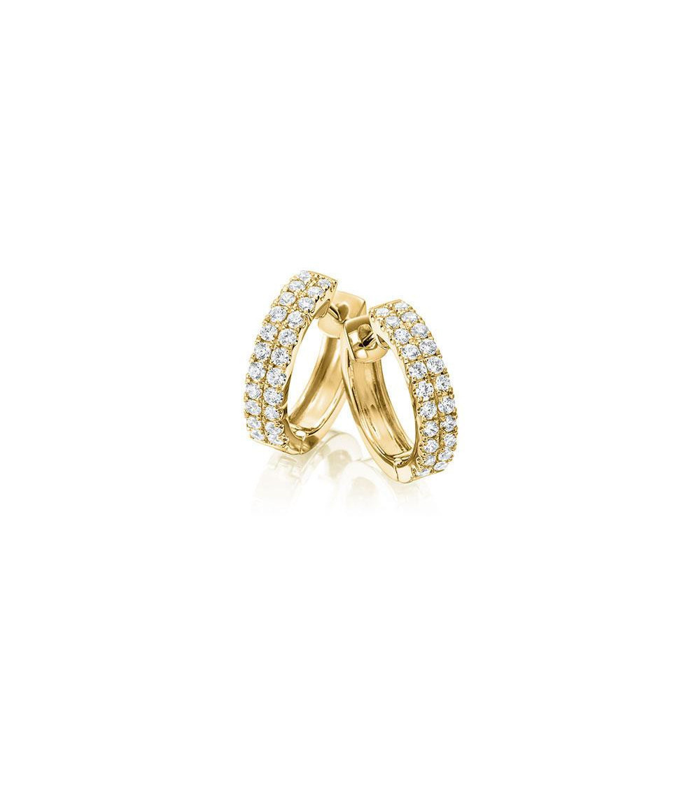 Aros de oro amarillo de 18 quilates con dos filas de diamantes - Joyeria - 