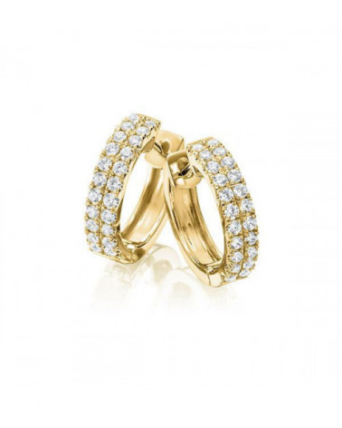 Aros de oro amarillo de 18 quilates con dos filas de diamantes - Joyeria - 