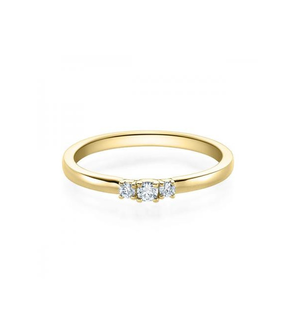 Zaniah 0,11 | Oro amarillo - ANILLO DE COMPROMISO EN ORO - Elegante anillo de compromiso en oro amarillo con 3 diamantes