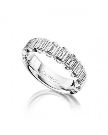 Ara 1,20 | Oro blanco o Platino - Anillos de compromiso - Exclusivo anillo memoire con media corona de diamantes baguette