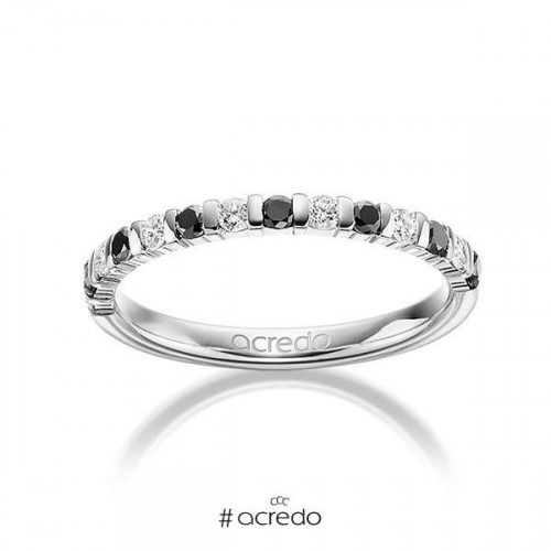 Eris 0,42 | Oro blanco o Platino - Anillos de compromiso - Anillo de oro blanco o platino con diamantes negros y blancos