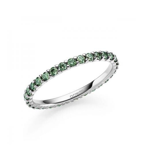 Perseo 0,62 | Diamantes verdes - Anillos de compromiso - Anillo de oro blanco con corona completa de diamantes verdes