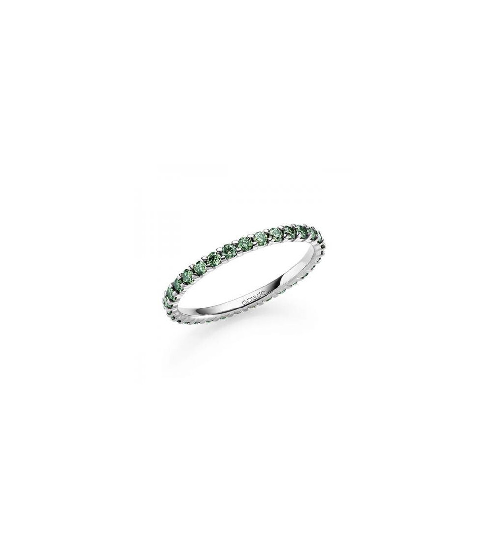 Perseo 0,62 | Diamantes verdes - Anillos de compromiso - Anillo de oro blanco con corona completa de diamantes verdes