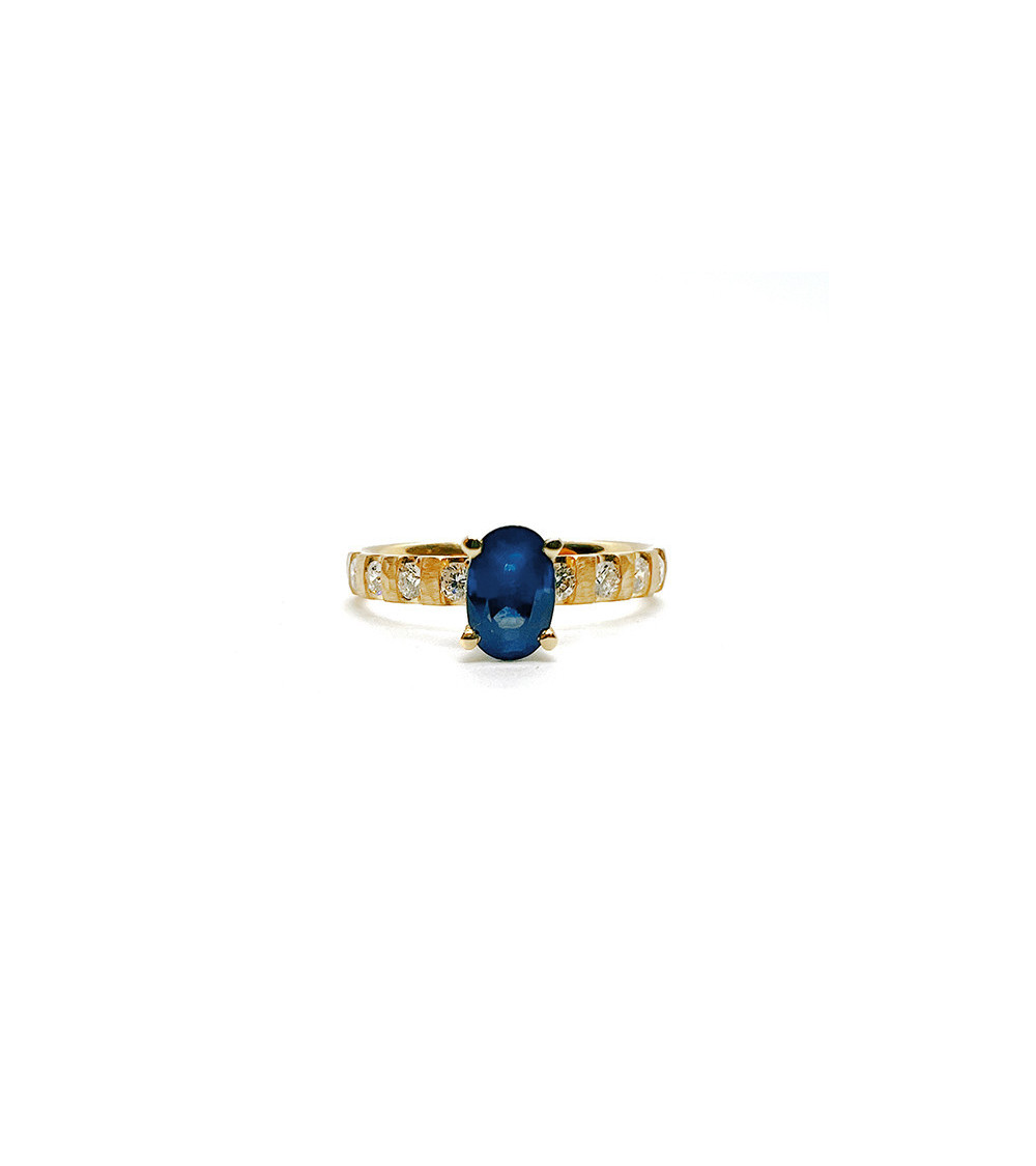 Ymir 0,54 | Zafiro Ocean blue - Anillos de compromiso - Anillo personalizado de oro amarillo de 18 quilates con un zafiro