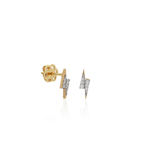 Pendientes Radium 0,090 | Diamantes - Joyeria - Pendientes en forma de rayo de oro amarillo con diamantes en 