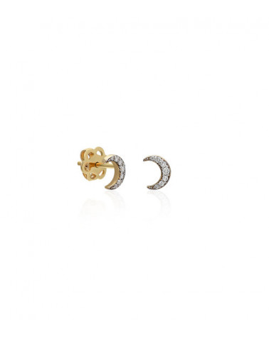 Pendientes Luna 0,070 | Diamantes - Joyeria - Pendientes en forma de luna de oro amarillo con diamantes 