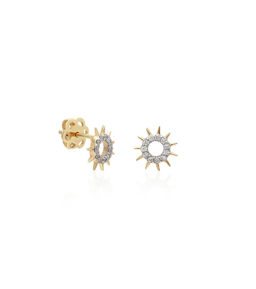 Pendientes Sol 0,29 | Diamantes - Joyeria - Pendientes en forma de sol de oro amarillo con diamantes 