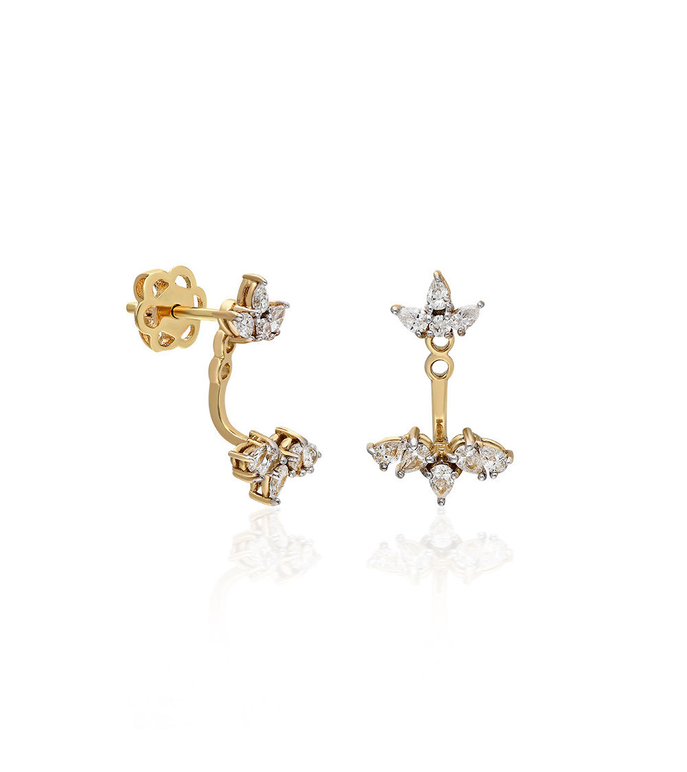 Pendientes Lagrima 0,42 | Diamantes - Joyeria - Pendientes en forma de lagrimas de oro amarillo con diamantes 