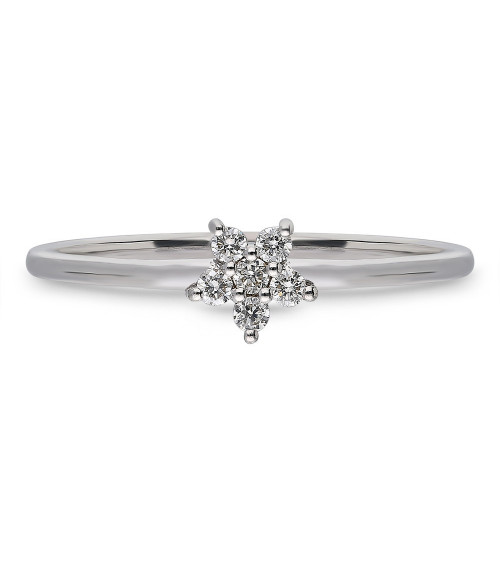 Anillo Stella 0,10 | Diamantes - Joyeria - Anillo de oro blanco con diamantes en forma de estrella