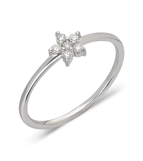 Anillo Stella 0,10 | Diamantes - Joyeria - Anillo de oro blanco con diamantes en forma de estrella