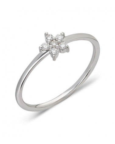 Anillo Stella 0,10 | Diamantes - Joyeria - Anillo de oro blanco con diamantes en forma de estrella