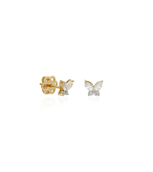 Pendientes de oro en forma de mariposa con diamantes | Staring