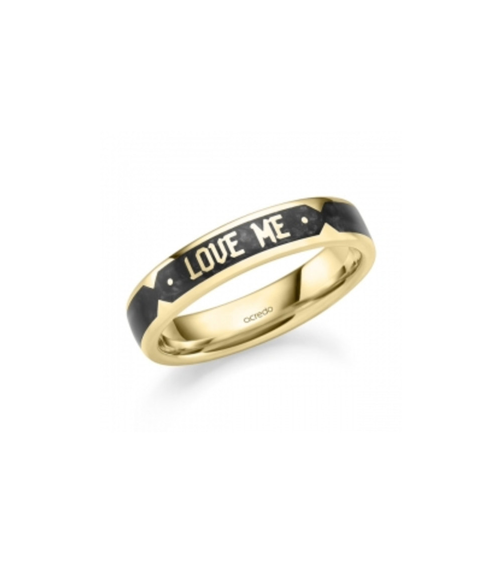 Anillo de oro amarillo para hombre con grabado exterior | Staring