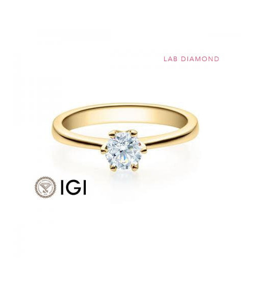 Gold engagement ring with synthetic diamond | Staring