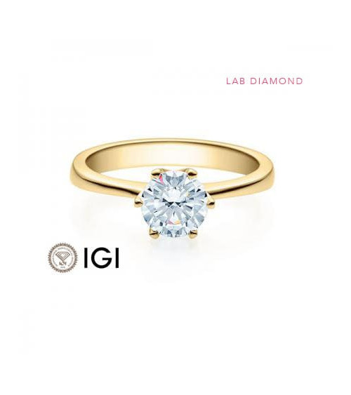 Gold engagement ring with synthetic diamond | Staring