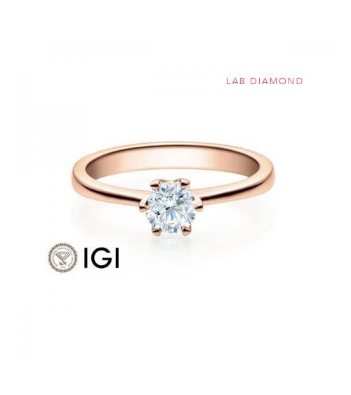 Rose gold engagement ring with synthetic diamond | Staring