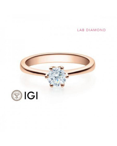 Rose gold engagement ring with synthetic diamond | Staring