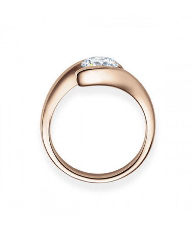 Anillo de compromiso de oro rosa con diamante artificial | Staring