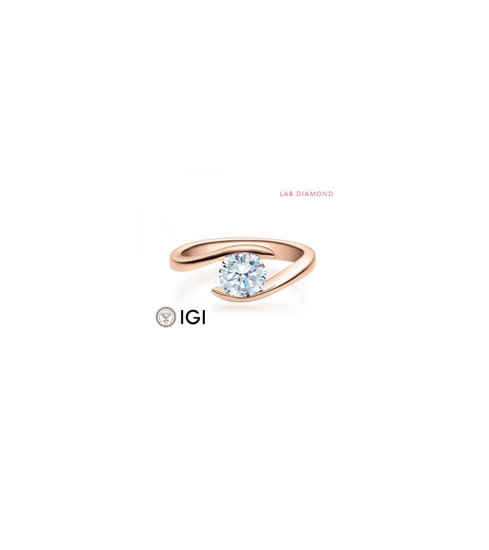 Anillo de compromiso de oro rosa con diamante artificial | Staring