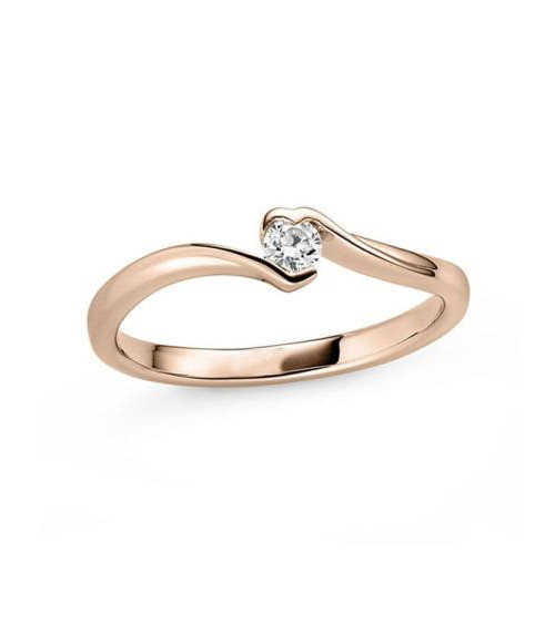 Original anillo de compromiso de oro rosa con diamante natural ético