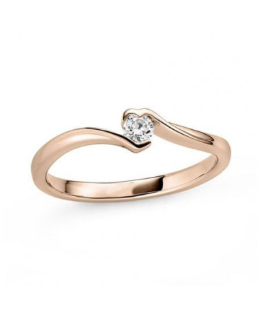 Original anillo de compromiso de oro rosa con diamante natural ético