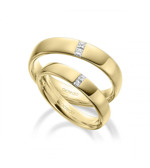 Anillos de boda clásicos con diamantes en oro amarillo de 14K o 18K