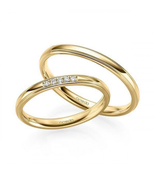 Anillos de boda brillantes en oro de 14K o 18K con diamantes