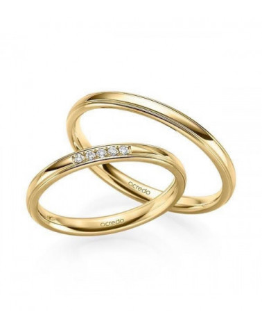 Anillos de boda brillantes en oro de 14K o 18K con diamantes