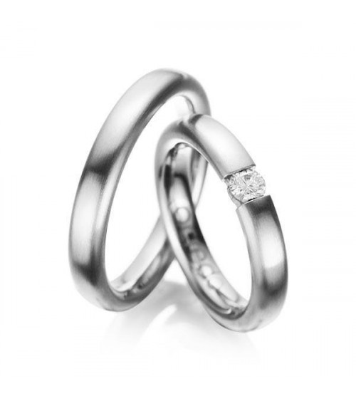 Anillos de boda en Tenerife en Platino acabado mate con diamante natural I Staring