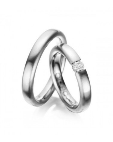 Anillos de boda en Tenerife en Platino acabado mate con diamante natural I Staring