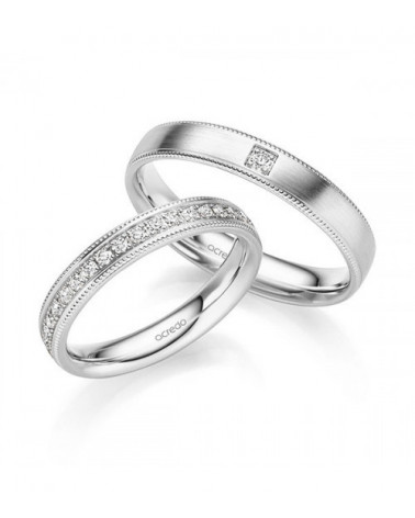 Anillos de boda con diamantes en oro blanco o platino personalizable