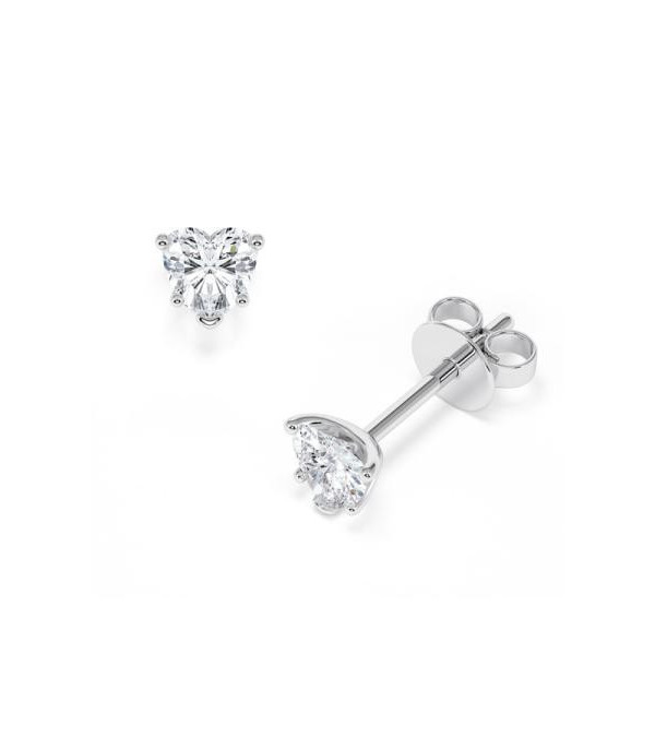 Pendientes talla corazón de 18k o platino con diamantes lab | Staring