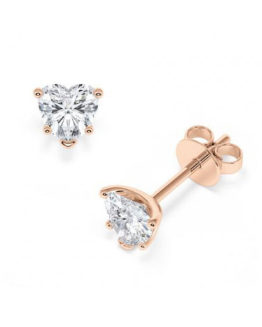 Pendientes talla corazón en oro rosa de 18k lab diamond I Staring