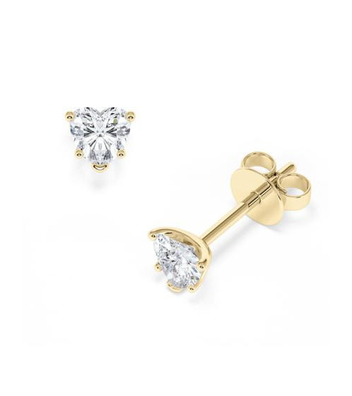 Pendientes talla corazón de oro amarillo de 18k  lab diamond I Staring