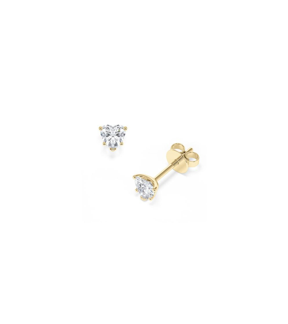 Pendientes talla corazón de oro amarillo de 18k  lab diamond I Staring