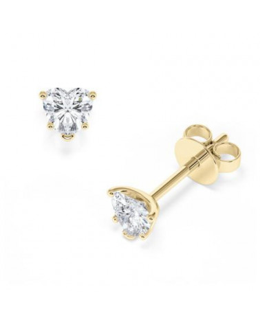 Pendientes talla corazón de oro amarillo de 18k  lab diamond I Staring